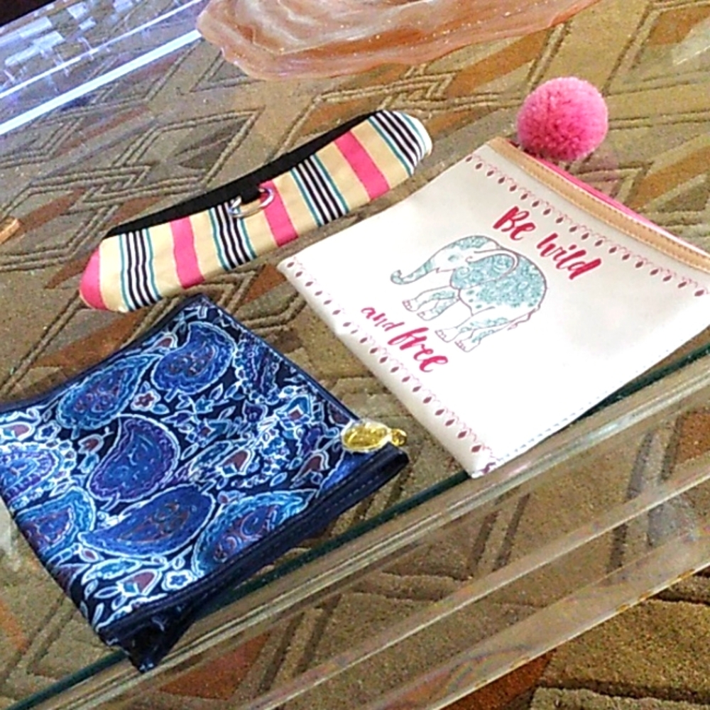 Bundle 3 zip top cosmetic bags nwot